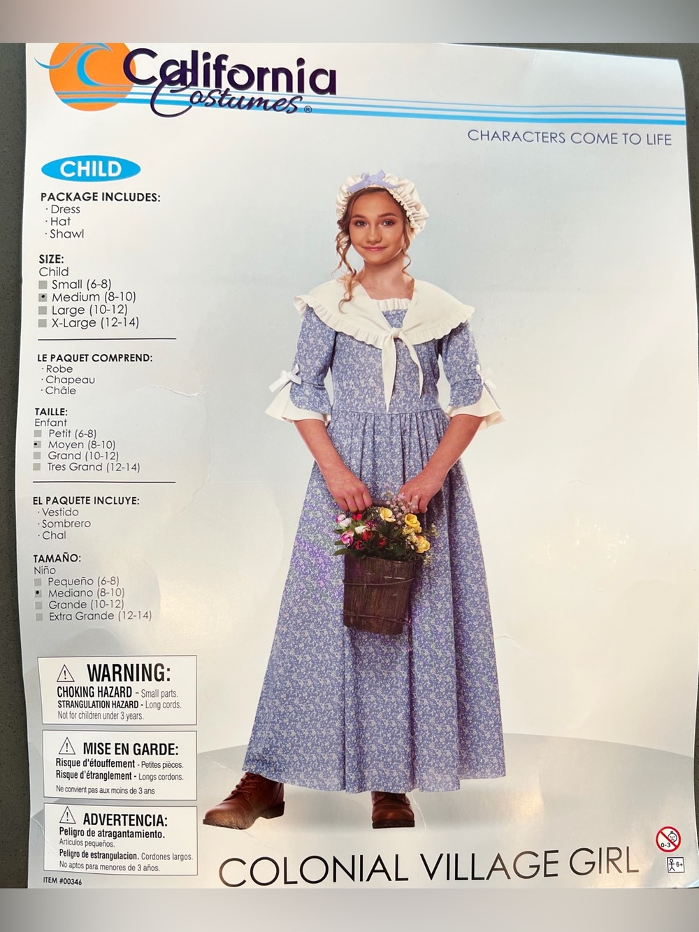 California Costumes Colonial Village Girl Halloween Cosplay Dress Blue Medium
